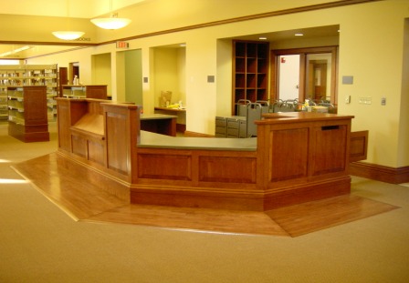 Commercial Project: Public library counter in Prairie Corian solid surface.