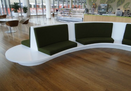 Figure 7 – These unique solid surface benches were created to adorn the lobby to the hospital.